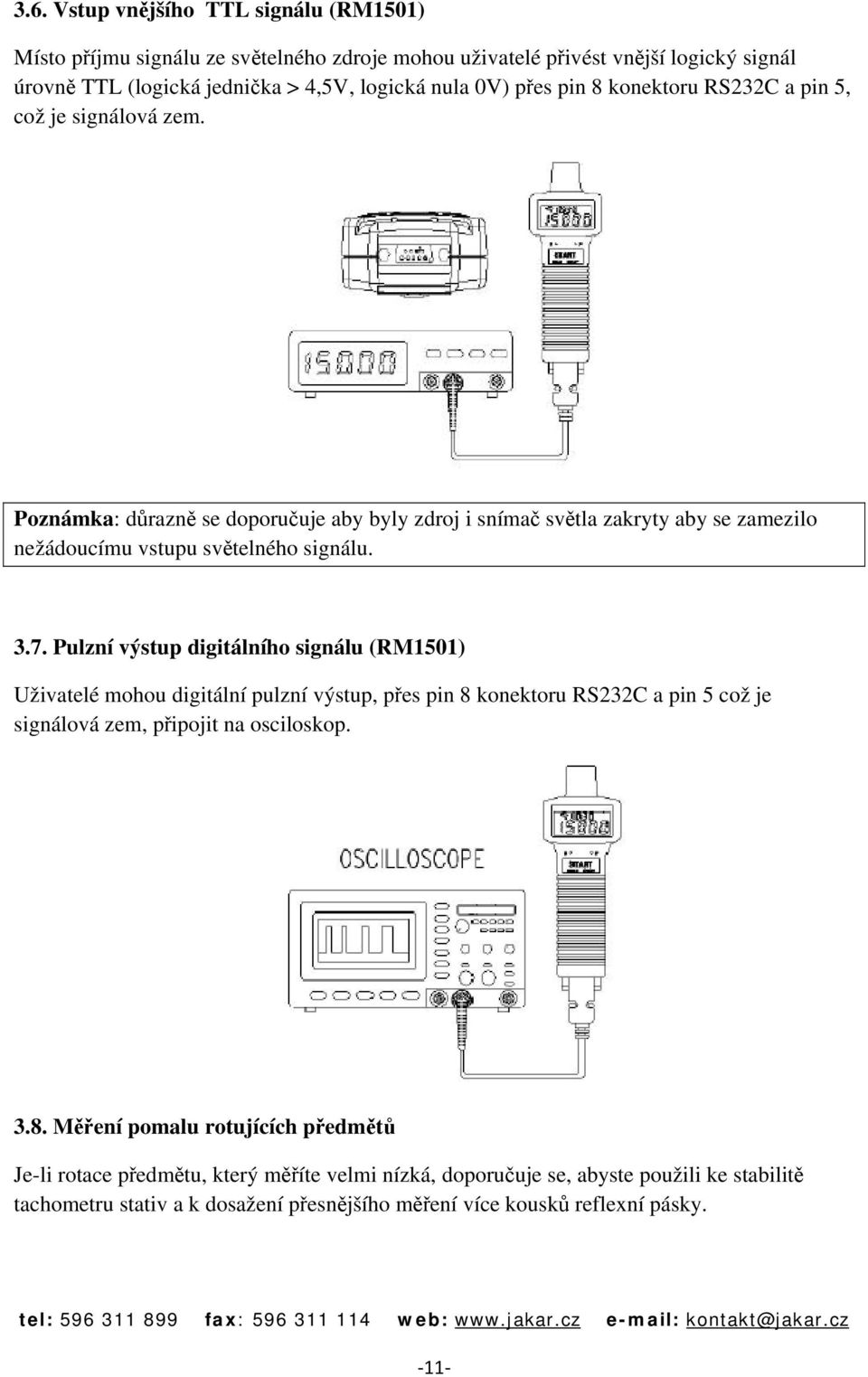 Pulzní výstup digitálního signálu (RM1501) Uživatelé mohou digitální pulzní výstup, přes pin 8 