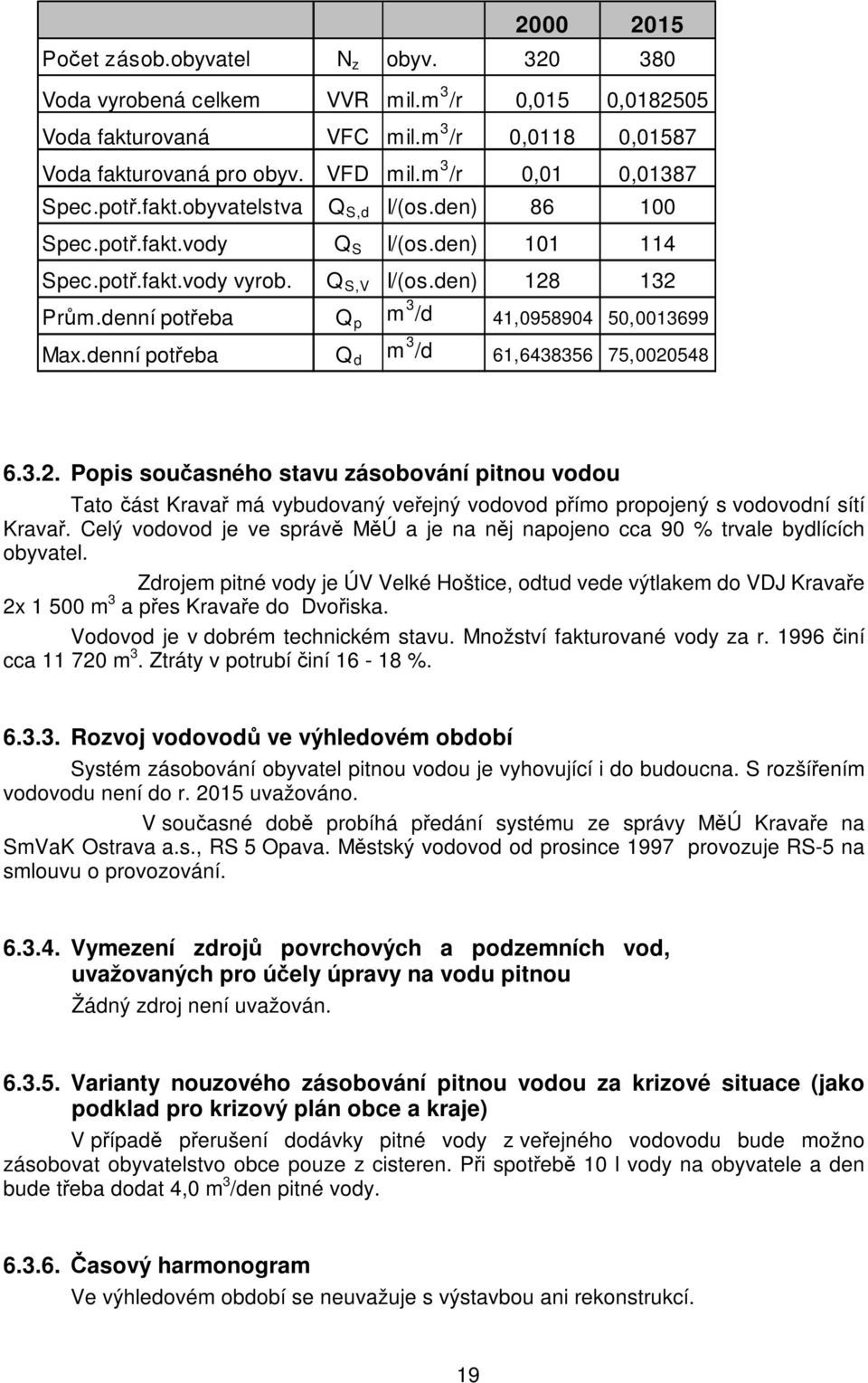 denní potřeba Q p m 3 /d 41,0958904 50,0013699 Max.denní potřeba Q d m 3 /d 61,6438356 75,0020