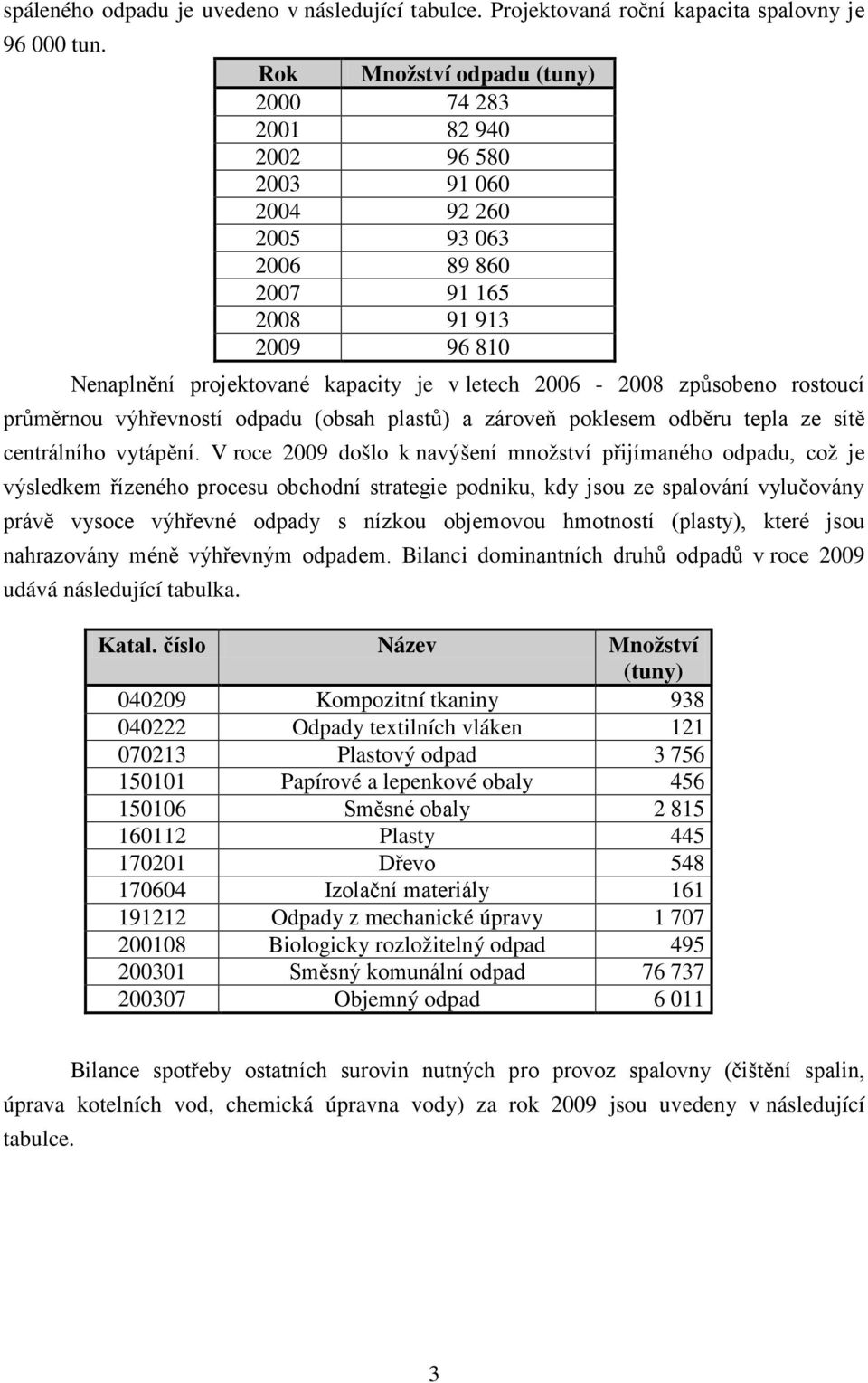 2006-2008 způsobeno rostoucí průměrnou výhřevností odpadu (obsah plastů) a zároveň poklesem odběru tepla ze sítě centrálního vytápění.