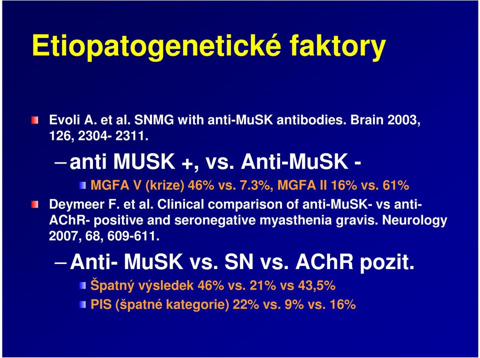 Clinical comparison of anti-musk- vs anti- AChR- positive and seronegative myasthenia gravis.
