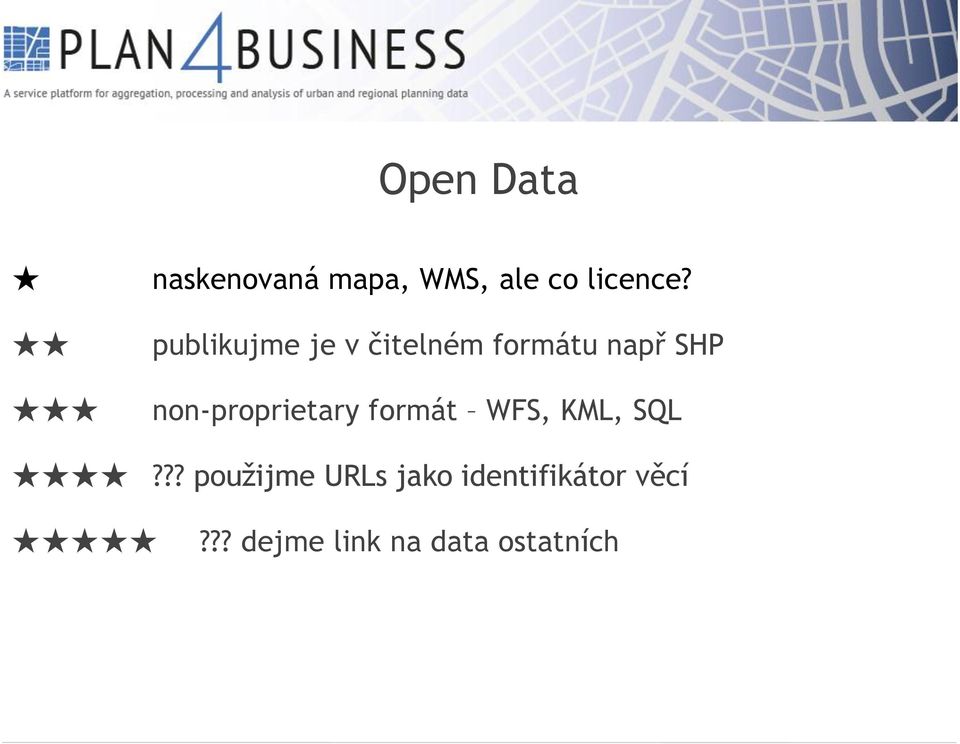 non-proprietary formát WFS, KML, SQL?
