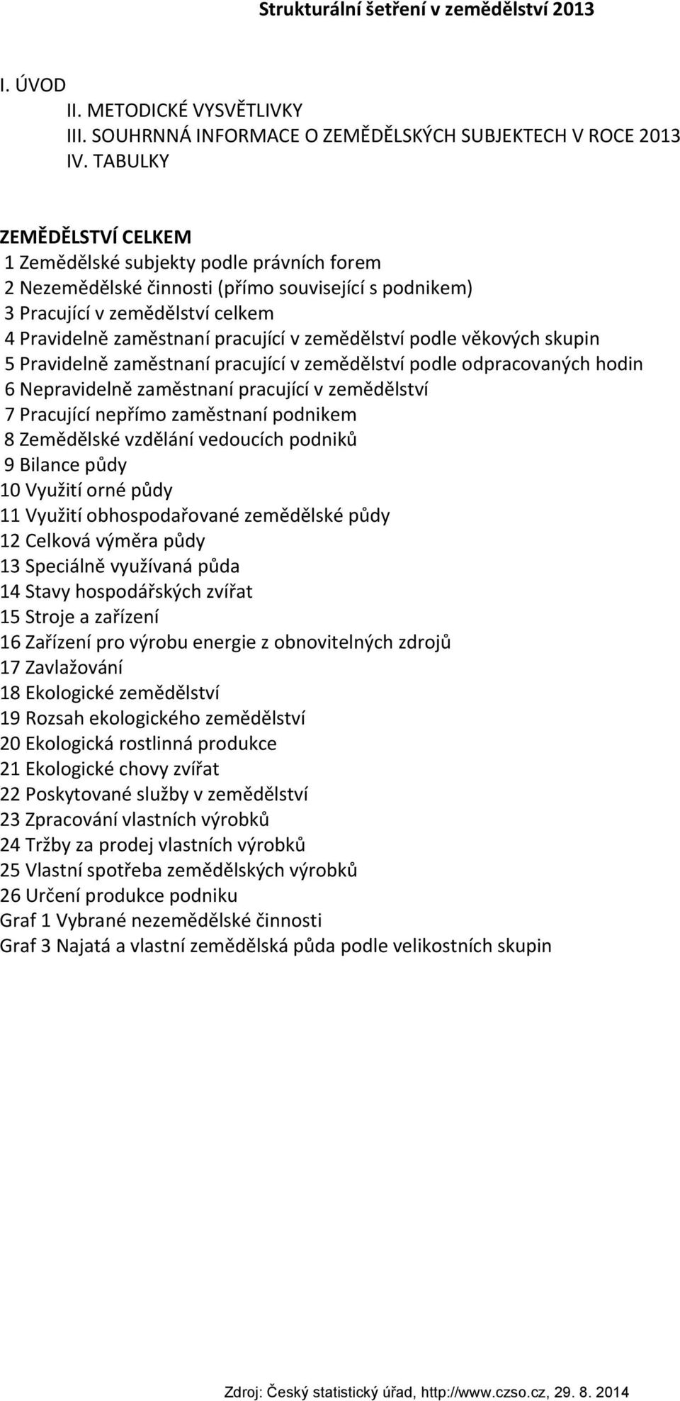 zemědělství podle věkových skupin 5 Pravidelně zaměstnaní pracující v zemědělství podle odpracovaných hodin 6 Nepravidelně zaměstnaní pracující v zemědělství 7 Pracující nepřímo zaměstnaní podnikem 8