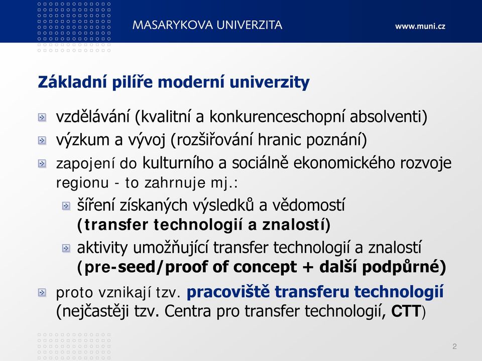 : šíření získaných výsledků a vědomostí (transfer technologií a znalostí) aktivity umožňující transfer technologií a