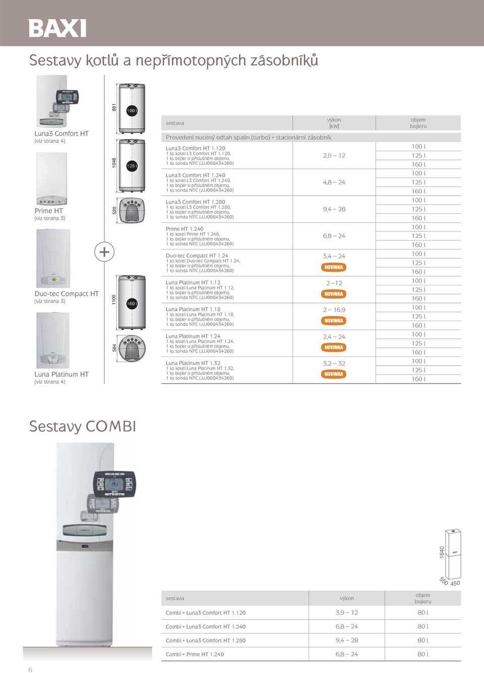 280 1 ks L3 Comfort HT 1.280, Prime HT 1.240 1 ks Prime HT 1.240, Duo-tec Compact HT 1.24 1 ks Duo-tec Compact HT 1.24, Luna Platinum HT 1.12 1 ks Luna Platinum HT 1.12, Luna Platinum HT 1.