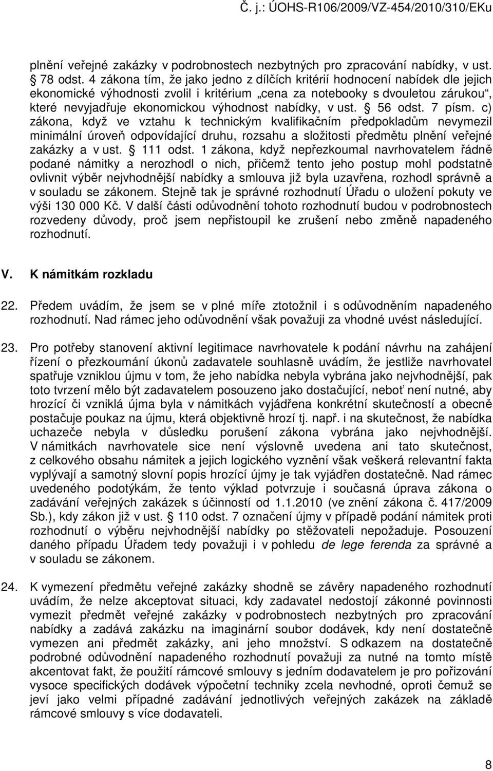 nabídky, v ust. 56 odst. 7 písm.