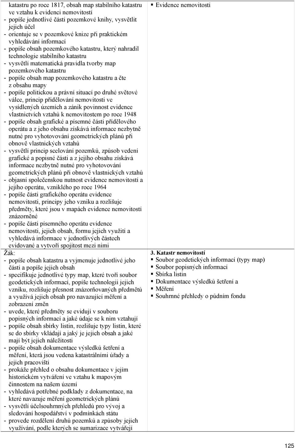 pozemkového katastru a čte z obsahu mapy - popíše politickou a právní situací po druhé světové válce, princip přidělování nemovitosti ve vysídlených územích a zánik povinnost evidence vlastnictvích