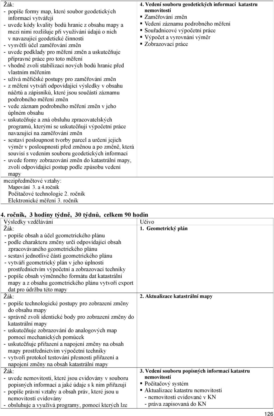 postupy pro zaměřování změn - z měření vytváří odpovídající výsledky v obsahu náčrtů a zápisníků, které jsou součástí záznamu podrobného měření změn - vede záznam podrobného měření změn v jeho úplném