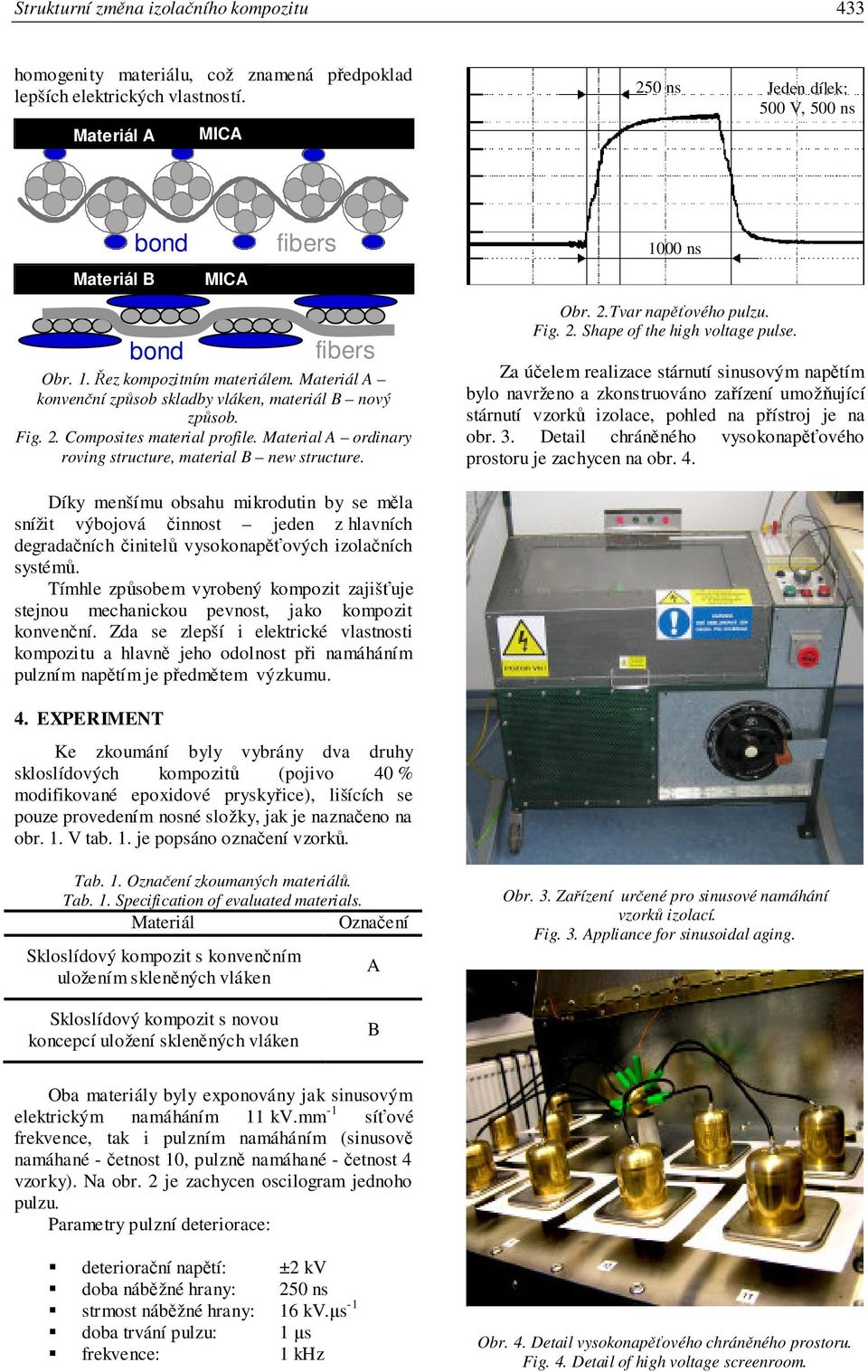 Fig. 2. Shape of the high voltage pulse. Za úelem realizace stárnutí sinusovým naptím bylo navrženo a zkonstruováno zaízení umožující stárnutí vzork izolace, pohled na pístroj je na obr. 3.