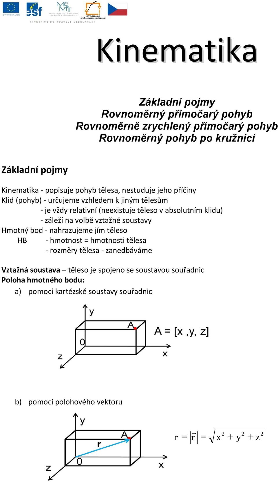 ěleo aboluním klidu) - záleží na olbě zažné ouay Hmoný bod - nahazujeme jím ěleo HB - hmono = hmonoi ělea - ozměy ělea -