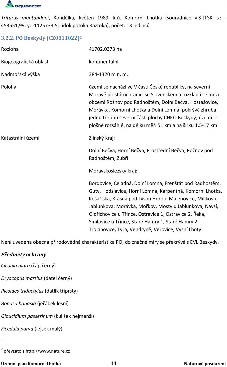 n. m. Poloha Katastrální území území se nachází ve V části České republiky, na severní Moravě při státní hranici se Slovenskem a rozkládá se mezi obcemi Rožnov pod Radhoštěm, Dolní Bečva,