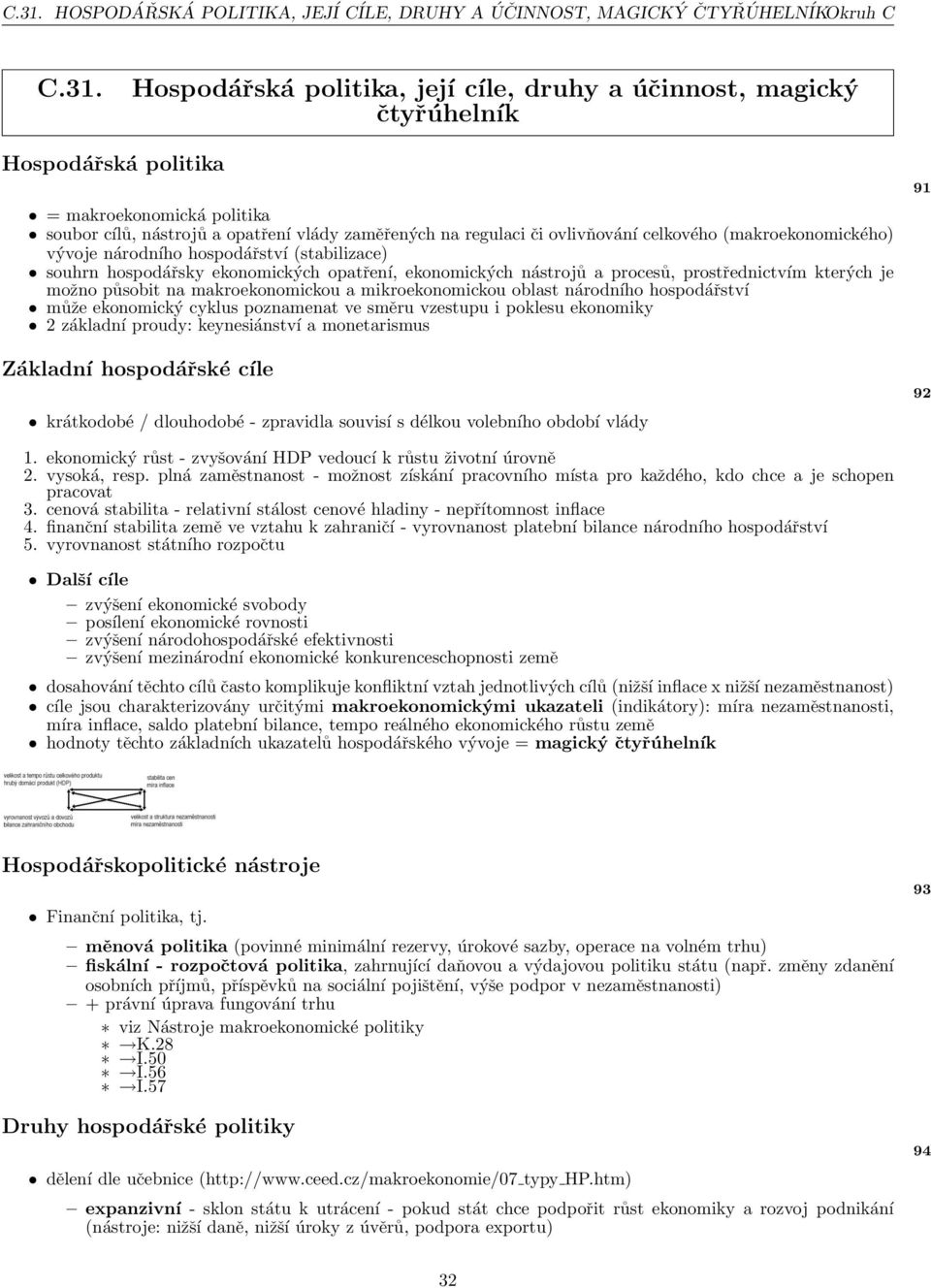 opatření, ekonomických nástrojů a procesů, prostřednictvím kterých je možno působit na makroekonomickou a mikroekonomickou oblast národního hospodářství může ekonomický cyklus poznamenat ve směru