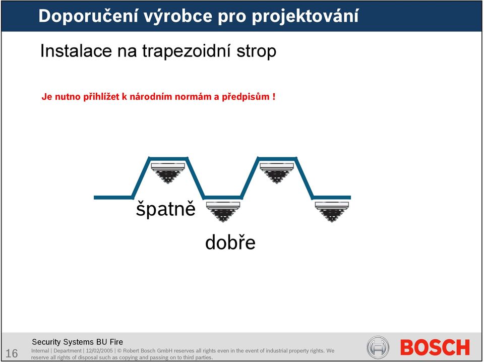 trapezoidní strop Je nutno