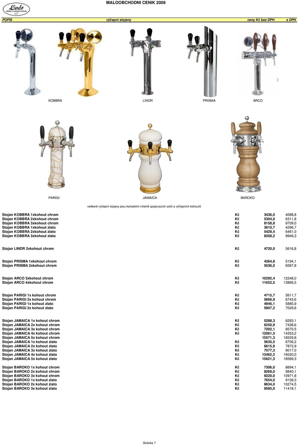 6461,0 Stojan KOBBRA 3xkohout zlato Kč 8358,2 9946,3 Stojan LINDR 2xkohout chrom Kč 4720,0 5616,8 Stojan PRISMA 1xkohout chrom Kč 4364,8 5194,1 Stojan PRISMA 2xkohout chrom Kč 5536,0 6587,8 Stojan