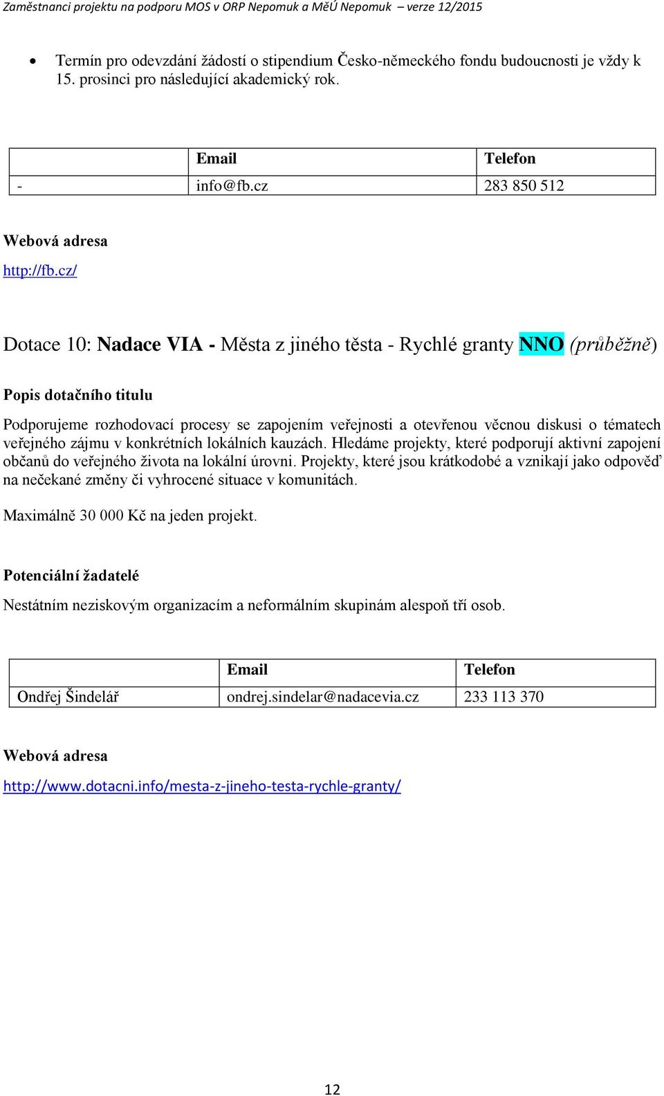 knkrétních lkálních kauzách. Hledáme prjekty, které pdprují aktivní zapjení bčanů d veřejnéh živta na lkální úrvni.