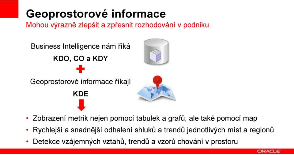 nejen pomocí tabulek a grafů, ale také pomocí map Rychlejší a snadnější odhalení shluků a