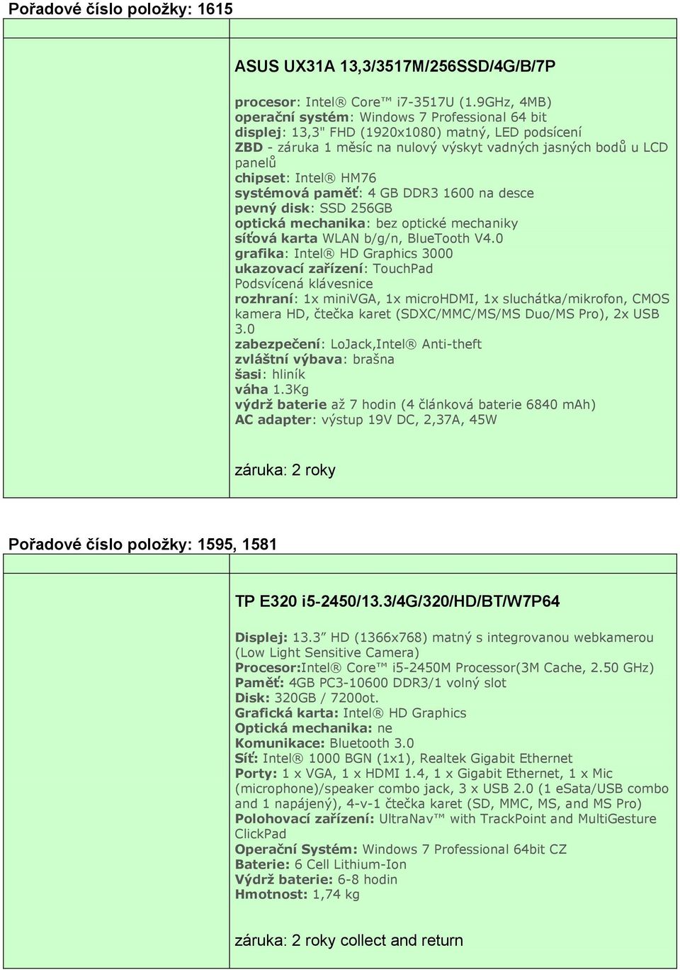 systémová paměť: 4 GB DDR3 1600 na desce pevný disk: SSD 256GB optická mechanika: bez optické mechaniky síťová karta WLAN b/g/n, BlueTooth V4.