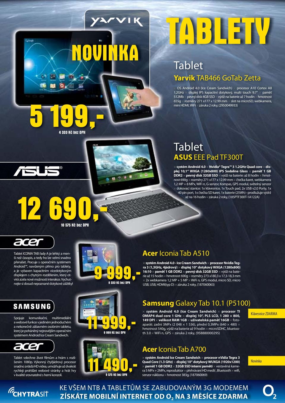 99 mm slot na microsd, webkamera, mini HDMI, WiFi záruka 2 roky, (2950049933) 12 690,- 10 575 Kč bez DPH Tablet ASUS EEE Pad TF300T systém Android 4.0 Nvidia Tegra 3 1.