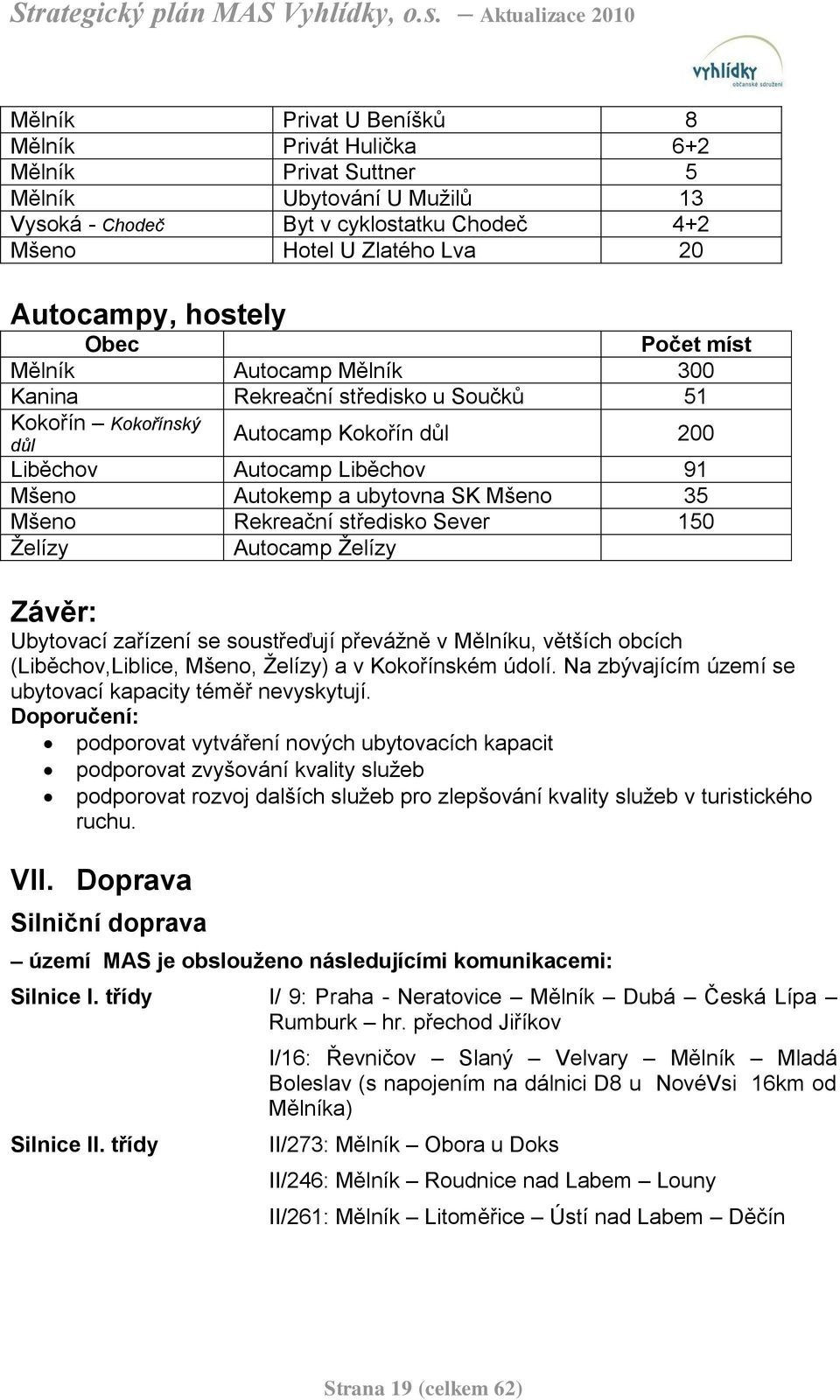 Ţelízy Autocamp Ţelízy Závěr: Ubytovací zařízení se soustřeďují převáţně v u, větších obcích (Liběchov,Liblice, Mšeno, Ţelízy) a v Kokořínském údolí.