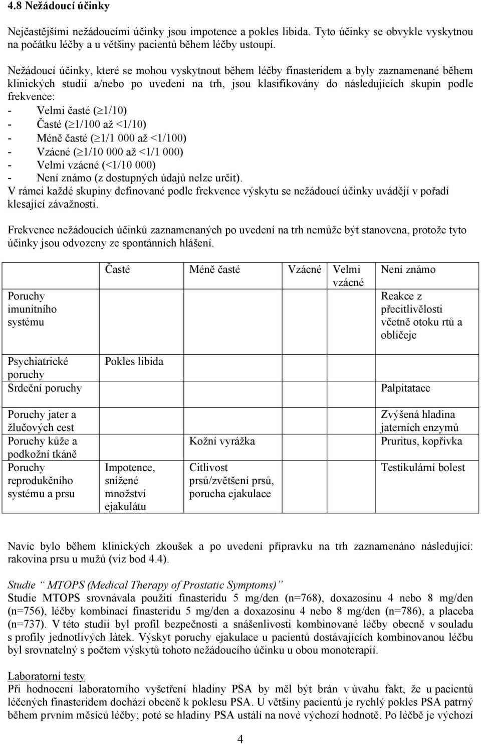 Velmi časté ( 1/10) - Časté ( 1/100 až <1/10) - Méně časté ( 1/1 000 až <1/100) - Vzácné ( 1/10 000 až <1/1 000) - Velmi vzácné (<1/10 000) - Není známo (z dostupných údajů nelze určit).