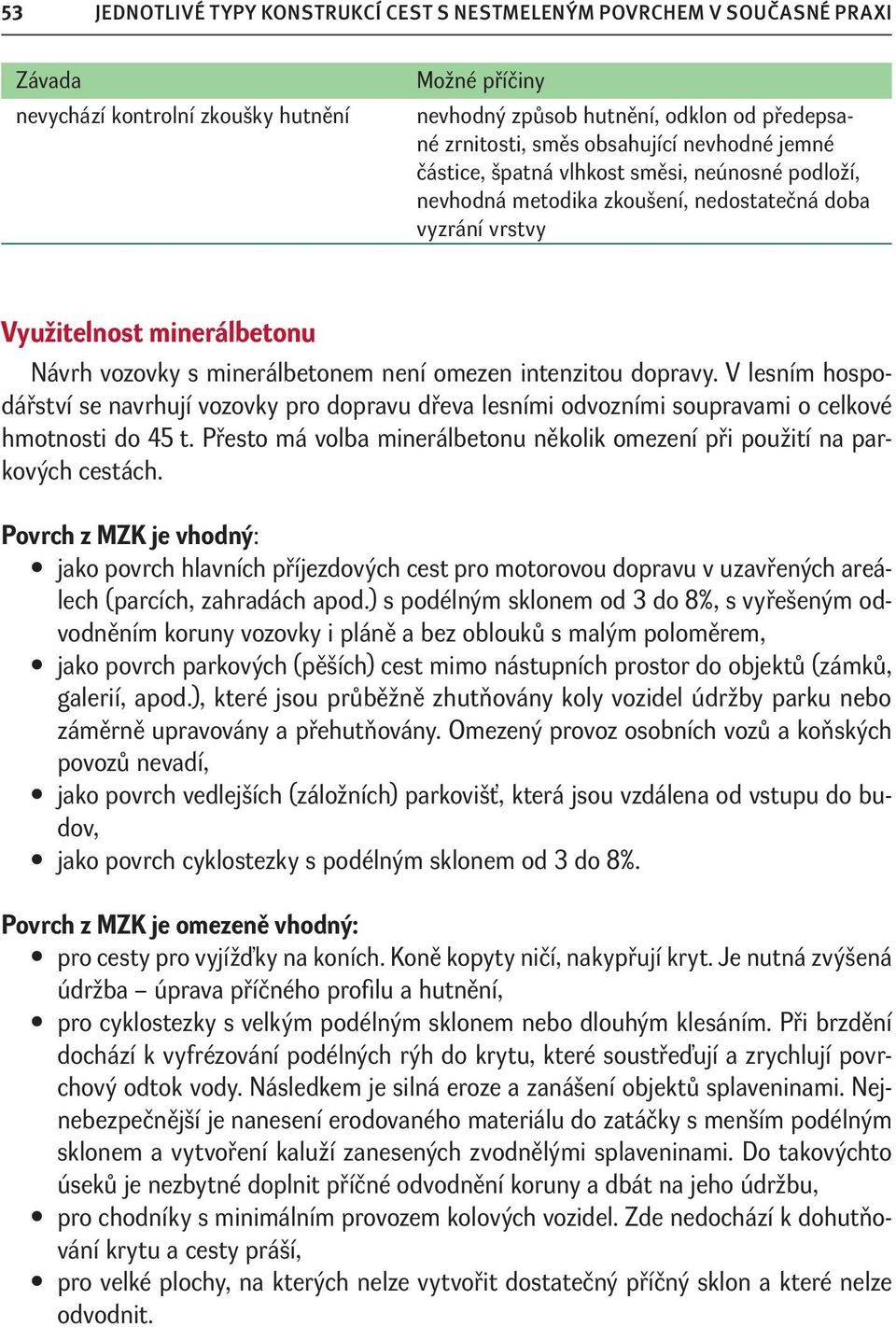 omezen intenzitou dopravy. V lesním hospodářství se navrhují vozovky pro dopravu dřeva lesními odvozními soupravami o celkové hmotnosti do 45 t.