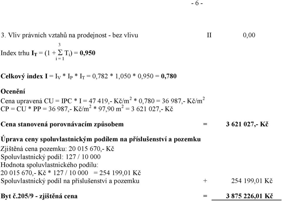 spoluvlastnickým podílem na příslušenství a pozemku Zjištěná cena pozemku: 20 015 670,- Kč Spoluvlastnický podíl: 127 / 10 000 Hodnota spoluvlastnického podílu: