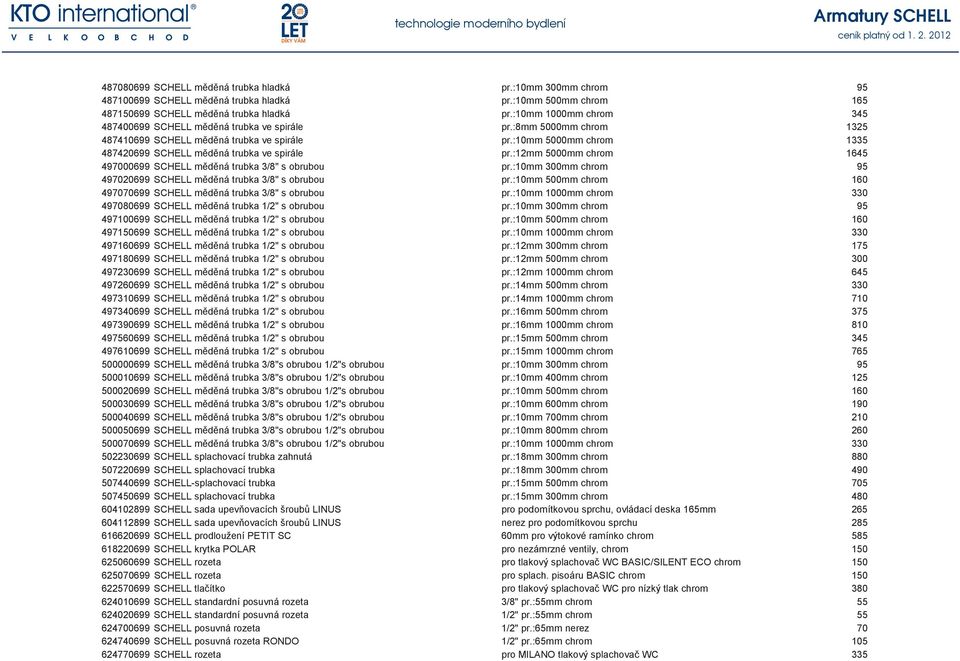 :10mm 5000mm chrom 1335 487420699 SCHELL měděná trubka ve spirále pr.:12mm 5000mm chrom 1645 497000699 SCHELL měděná trubka 3/8" s obrubou pr.