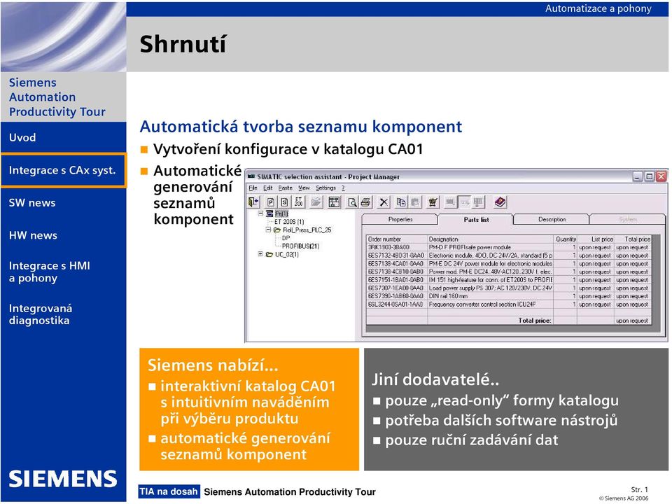 .. interaktivní katalog CA01 s intuitivním naváděním při výběru produktu automatické