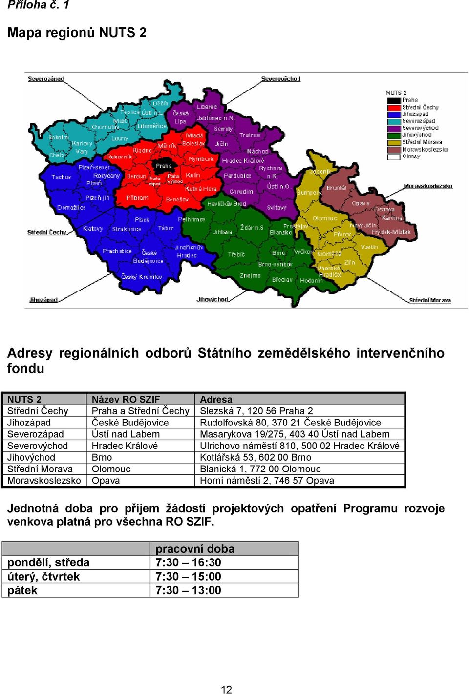 Jihozápad České Budějovice Rudolfovská 80, 370 21 České Budějovice Severozápad Ústí nad Labem Masarykova 19/275, 403 40 Ústí nad Labem Severovýchod Hradec Králové Ulrichovo náměstí