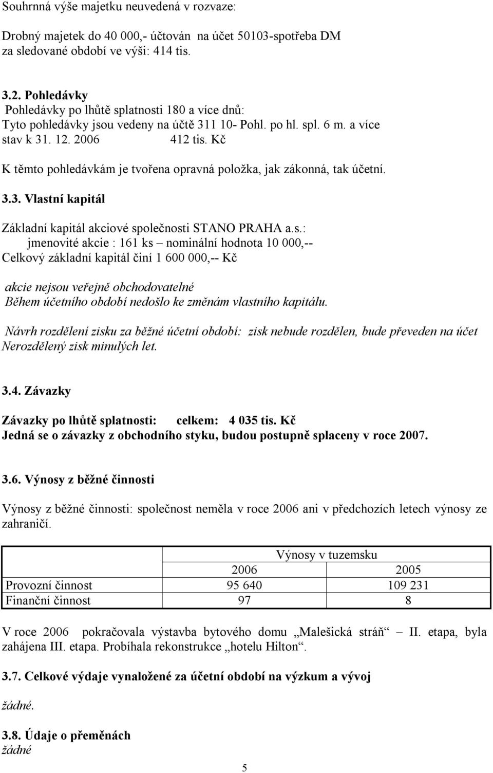 Kč K těmto pohledávkám je tvořena opravná položka, jak zákonná, tak účetní. 3.3. Vlast