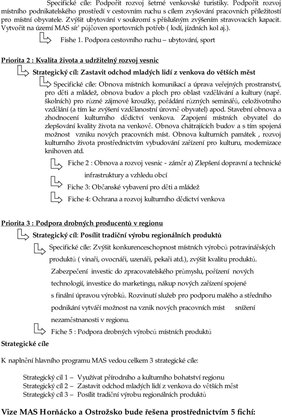 Podpora cestovního ruchu ubytování, sport Priorita 2 : Kvalita života a udržitelný rozvoj vesnic Strategický cíl: Zastavit odchod mladých lidí z venkova do větších měst Specifické cíle: Obnova