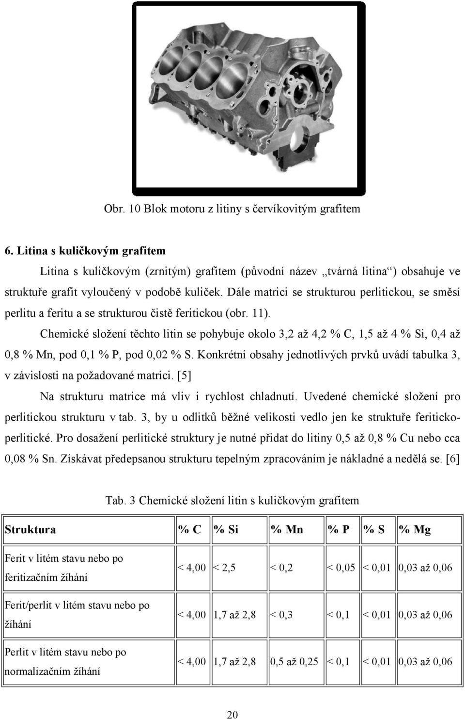 Dále matrici se strukturou perlitickou, se směsí perlitu a feritu a se strukturou čistě feritickou (obr. 11).