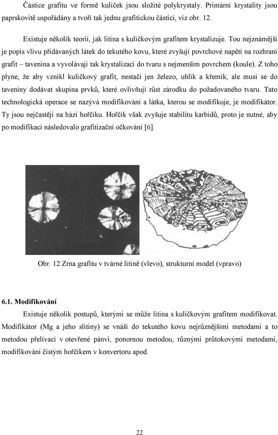 Tou nejznámější je popis vlivu přidávaných látek do tekutého kovu, které zvyšují povrchové napětí na rozhraní grafit tavenina a vyvolávají tak krystalizaci do tvaru s nejmenším povrchem (koule).