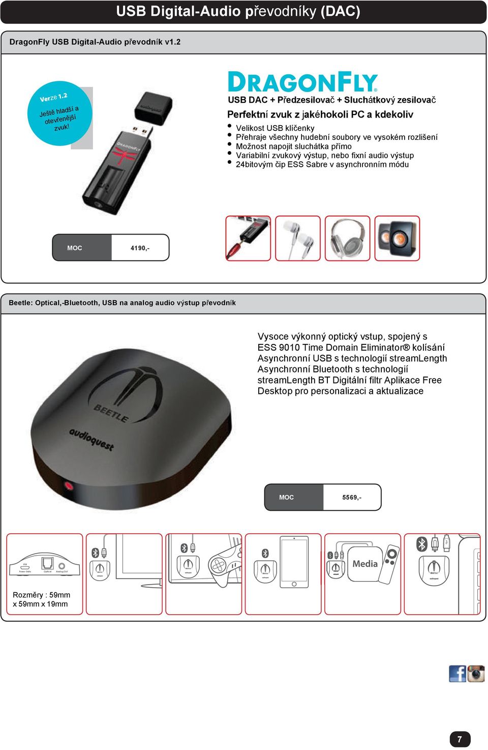 Variabilní zvukový výstup, nebo fixní audio výstup 24bitovým čip ESS Sabre v asynchronním módu 4190,- Beetle: Optical,-Bluetooth, USB na analog audio výstup převodník Vysoce výkonný optický vstup,