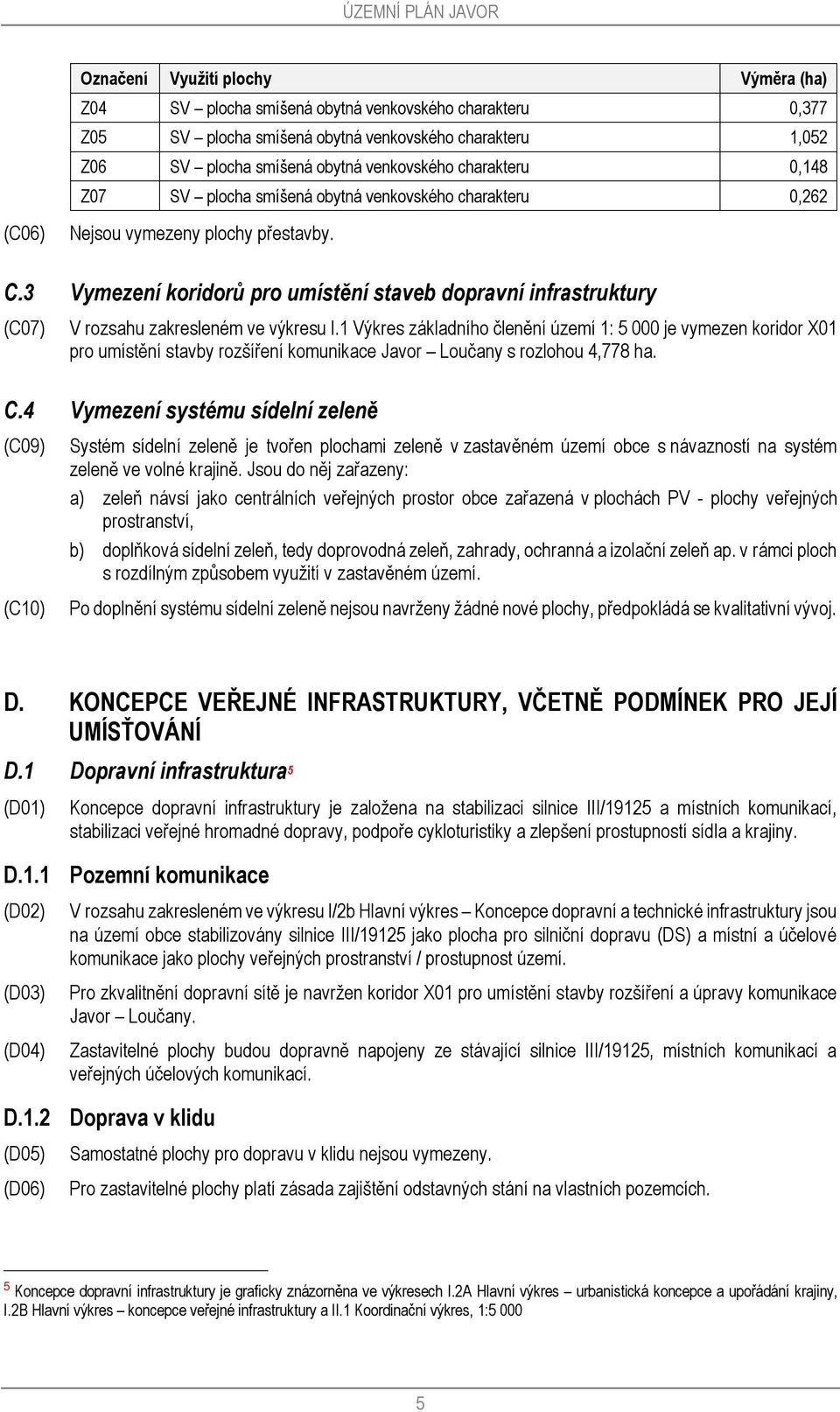 3 Vymezení koridorů pro umístění staveb dopravní infrastruktury (C07) V rozsahu zakresleném ve výkresu I.