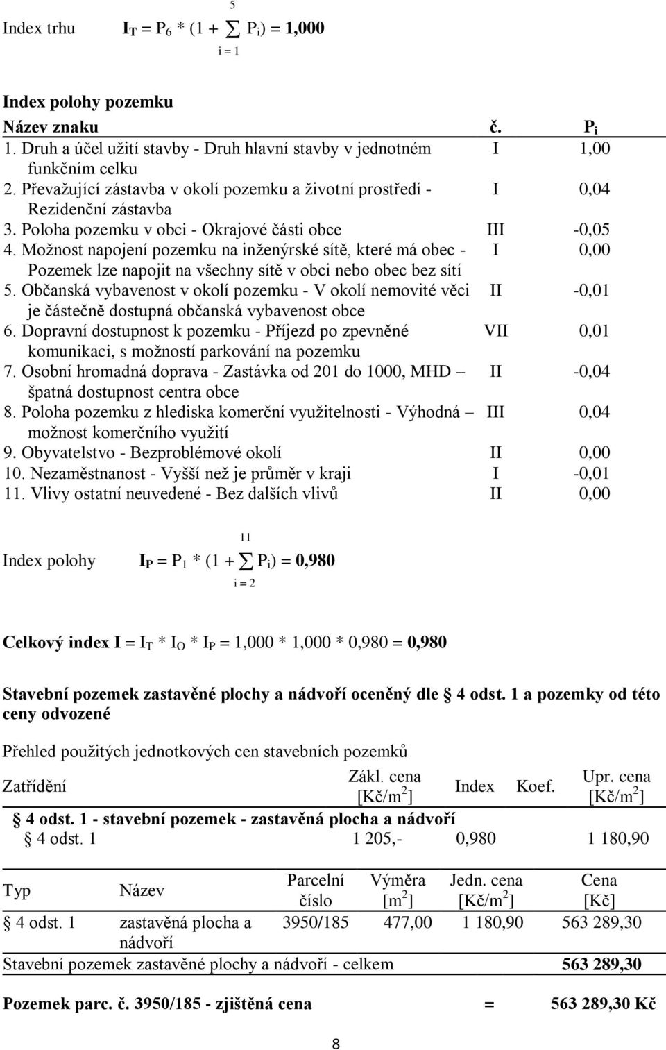 Možnost napojení pozemku na inženýrské sítě, které má obec - I 0,00 Pozemek lze napojit na všechny sítě v obci nebo obec bez sítí 5.