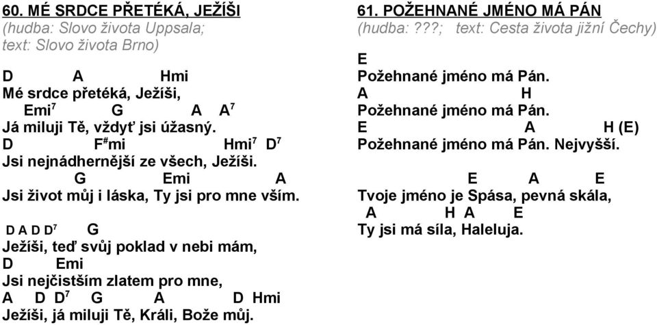 7 Ježíši, teď svůj poklad v nebi mám, mi Jsi nejčistším zlatem pro mne, 7 Hmi Ježíši, já miluji Tě, Králi, Bože můj. 61.