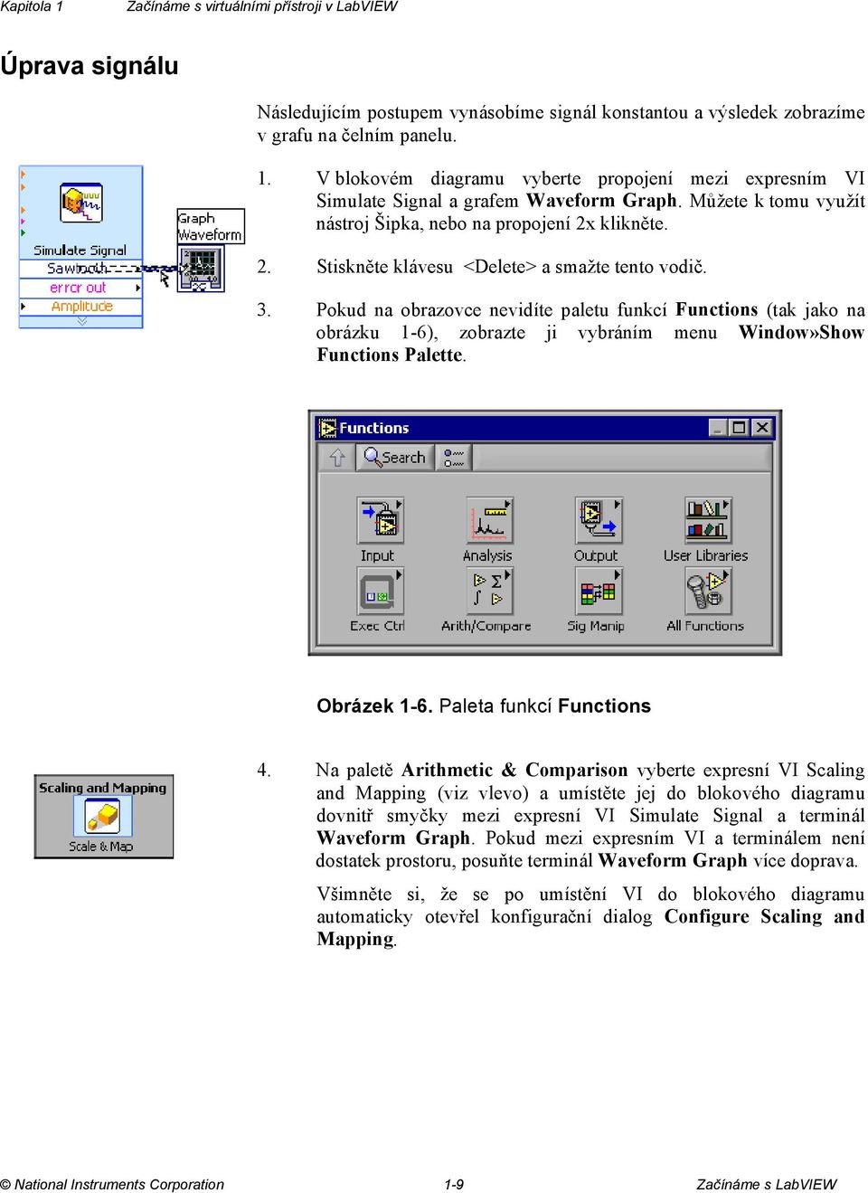 Pokud na obrazovce nevidíte paletu funkcí Functions (tak jako na obrázku 1-6), zobrazte ji vybráním menu Window»Show Functions Palette. Obrázek 1-6. Paleta funkcí Functions 4.