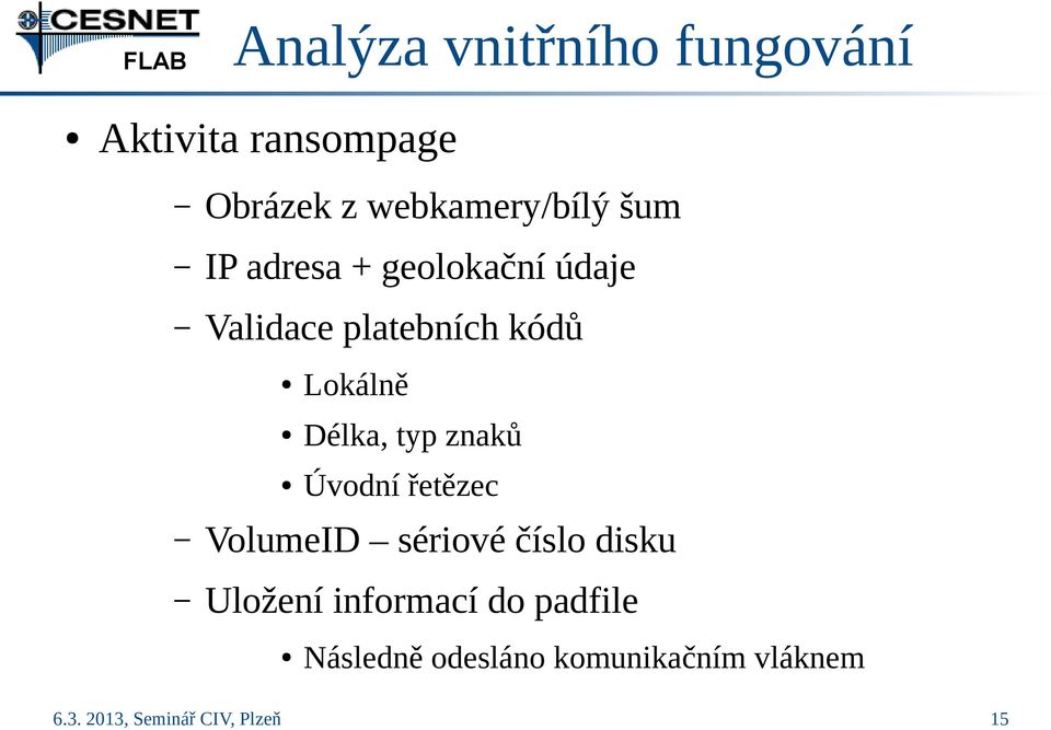 kódů Lokálně Délka, typ znaků Úvodní řetězec VolumeID sériové číslo