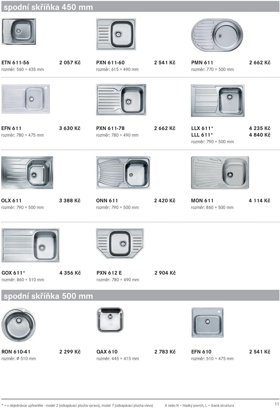 500 mm 4 114 Kč GOX 611* rozměr: 860 510 mm 4 356 Kč PXN 612 E rozměr: 780 490 mm 2 904 Kč spodní skříňka 500 mm RON 610-41 rozměr: 510 mm 2 299 Kč QAX 610 rozměr: 445 415 mm 2 783