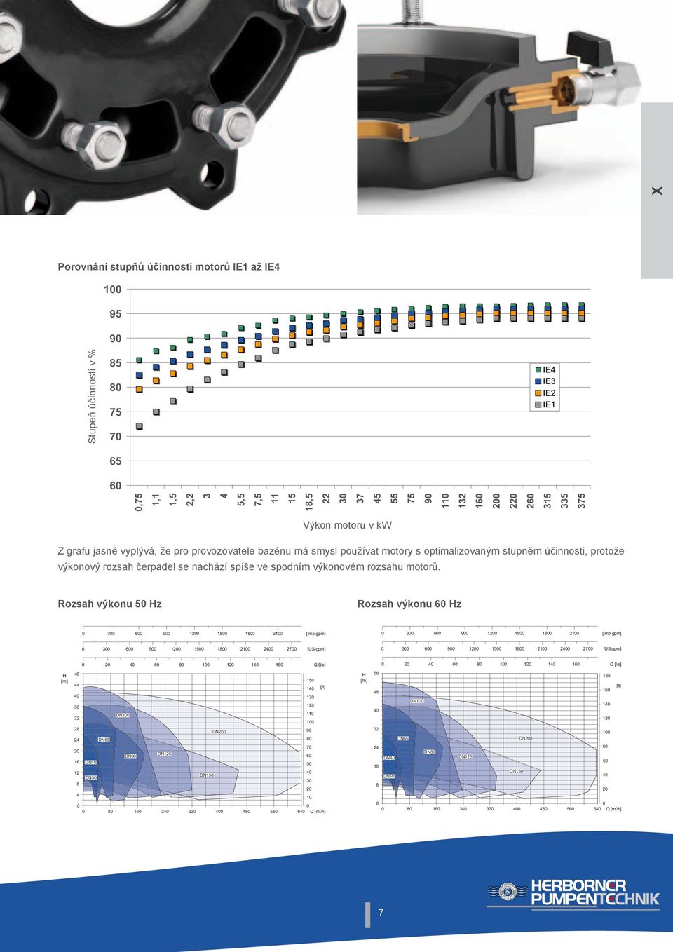 výkonovém rozsahu motorů. Rozsah výkonu 5 Hz H [m] 6 6 Rozsah výkonu 6 Hz 9 9 1 1 6 15 15 1 1 1 1 1 1 1 7 [Imp.gpm] [US.