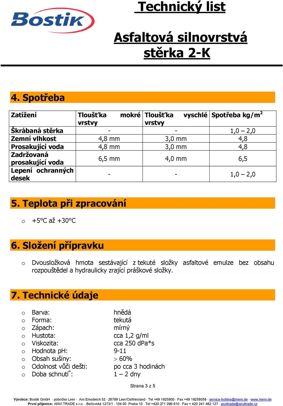 4,0 mm 6,5 Lepení chranných desek - - 1,0 2,0 5. Teplta při zpracvání +5 C až +30 C 6.