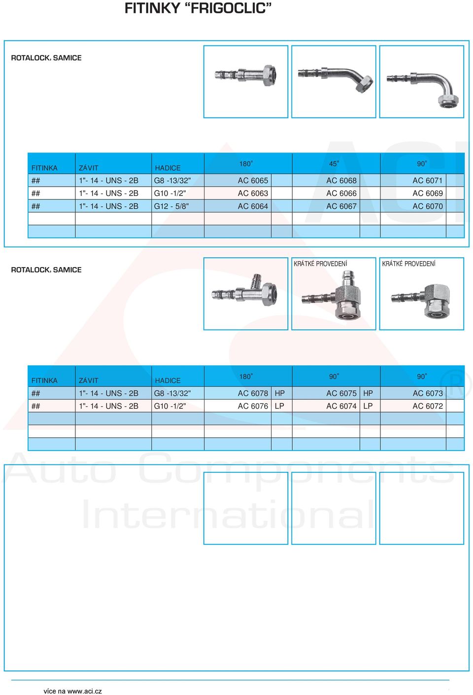 AC 6067 AC 6070 ROTALOCK, SAMICE KR TK PROVEDEN KR TK PROVEDEN 1"- 14 - UNS - 2B