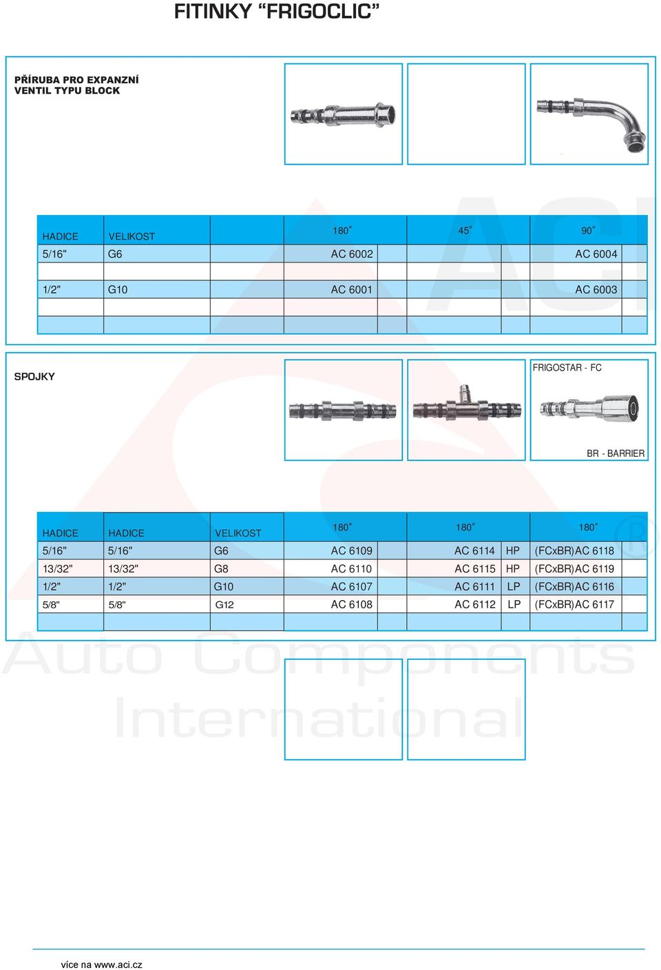 6114 HP (FCxBR) AC 6118 13/32" 13/32" G8 AC 6110 AC 6115 HP (FCxBR) AC 6119 1/2" 1/2"