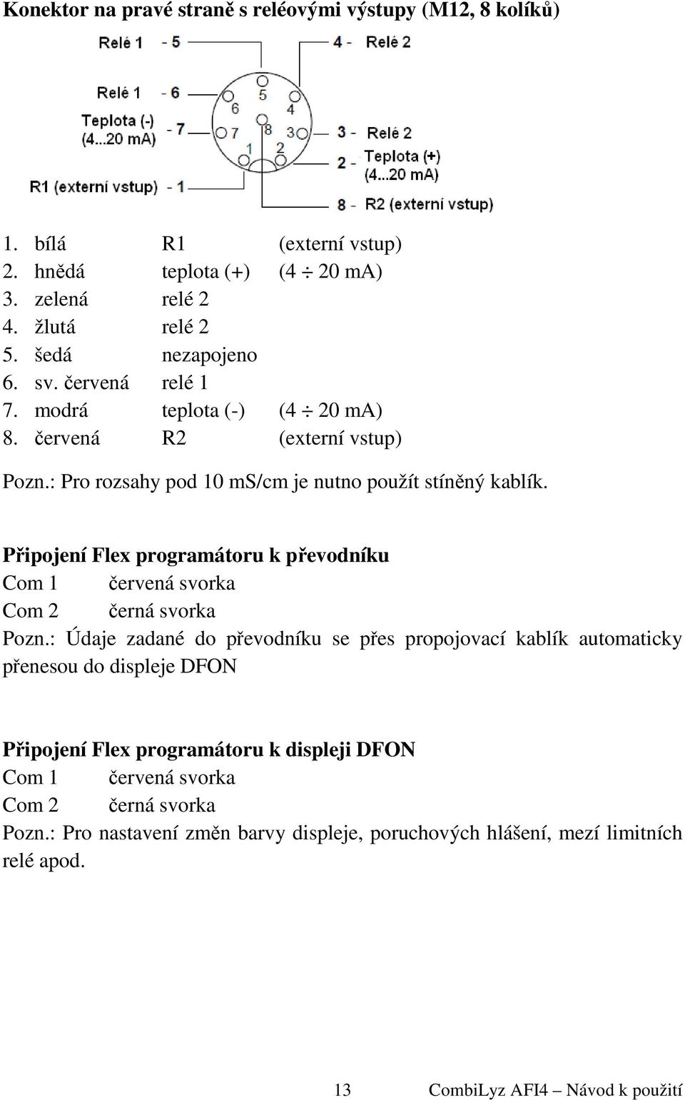 Připojení Flex programátoru k převodníku Com 1 červená svorka Com 2 černá svorka Pozn.