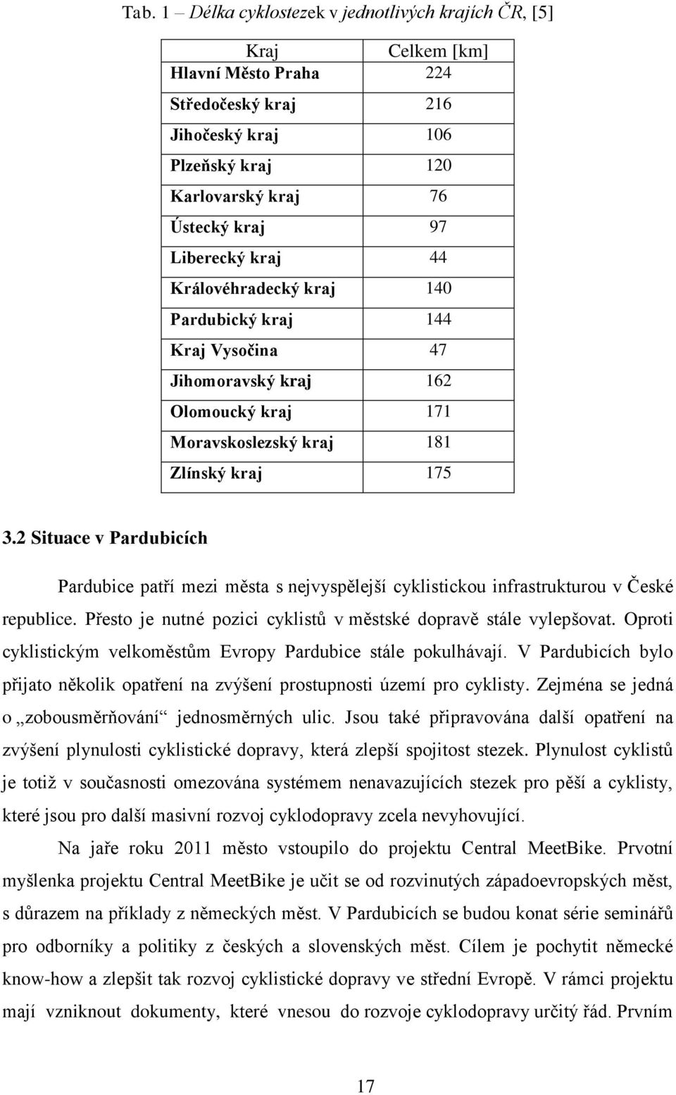 2 Situace v Pardubicích Pardubice patří mezi města s nejvyspělejší cyklistickou infrastrukturou v České republice. Přesto je nutné pozici cyklistů v městské dopravě stále vylepšovat.