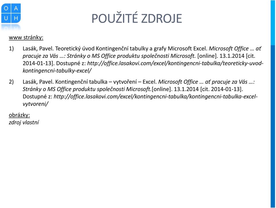 com/excel/kontingencni-tabulka/teoreticky-uvodkontingencni-tabulky-excel/ 2) Lasák, Pavel. Kontingenční tabulka vytvoření Excel.