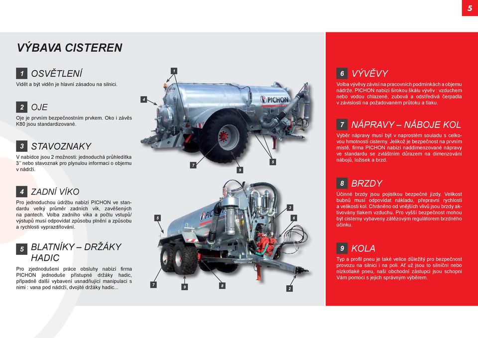 Oko i závěs K80 jsou standardizované. 7 NÁPRAVY NÁBOJE KOL 3 STAVOZNAKY V nabídce jsou 2 možnosti: jednoduchá průhledítka 3 nebo stavoznak pro plynulou informaci o objemu v nádrži.