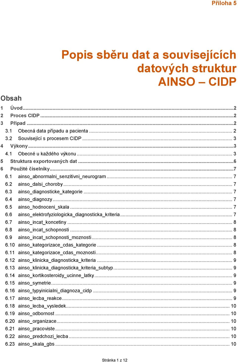 .. 7 6.4 ainso_diagnozy... 7 6.5 ainso_hodnoceni_skala... 7 6.6 ainso_elektrofyziologicka_diagnosticka_kriteria... 7 6.7 ainso_incat_koncetiny... 8 6.8 ainso_incat_schopnosti... 8 6.9 ainso_incat_schopnosti_moznosti.