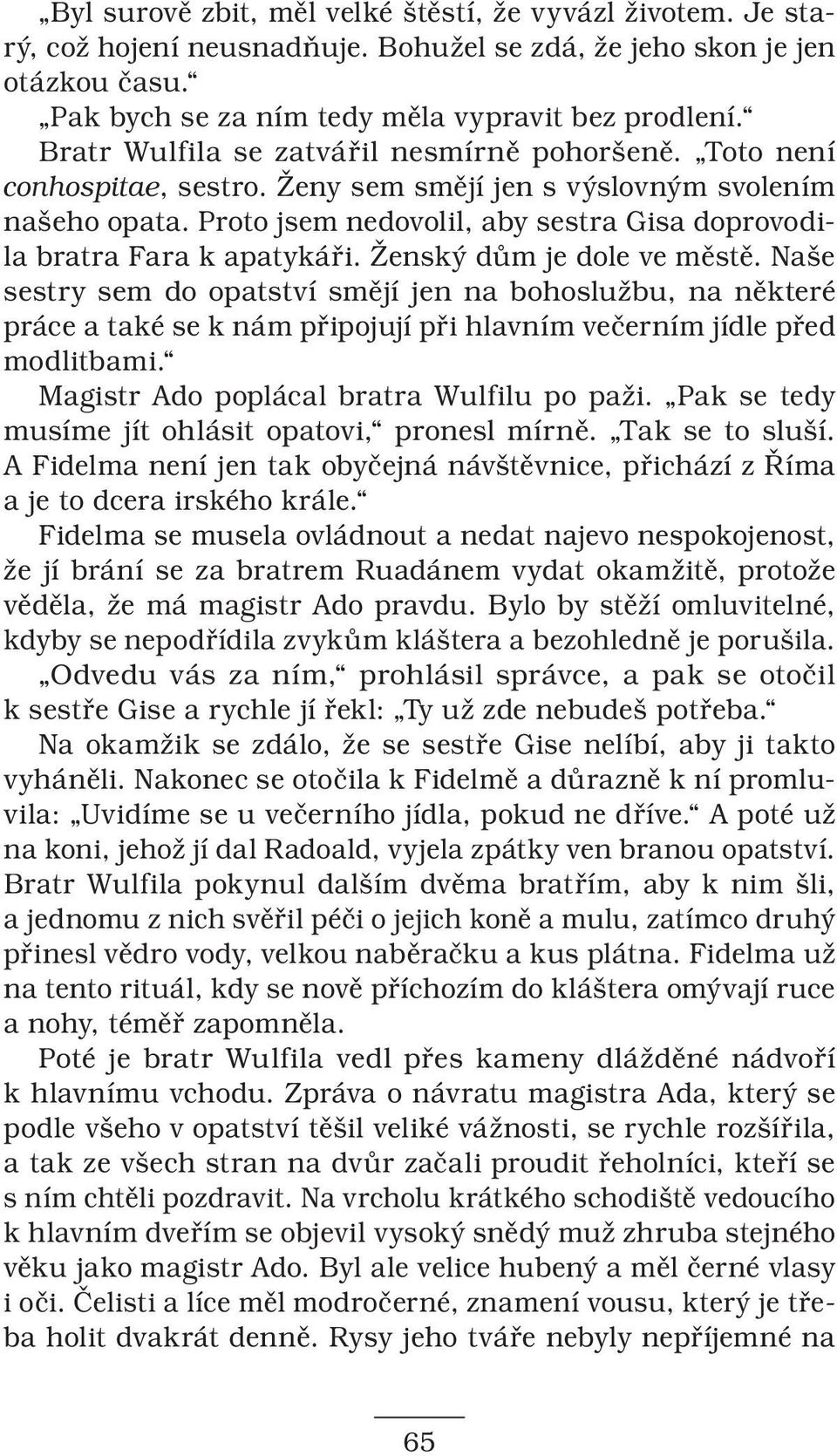 Proto jsem nedovolil, aby sestra Gisa doprovodila bratra Fara k apatykáři. Ženský dům je dole ve městě.