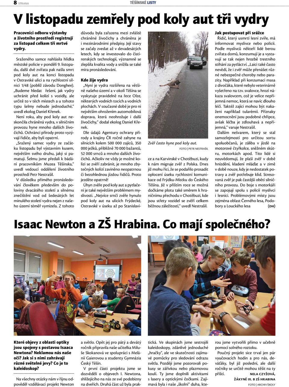 listopadu, další dvě zvířata pak našla smrt pod koly aut na konci listopadu v Ostravské ulici a na rychlostní silnici 1/48 (poblíž závodu Donghee).